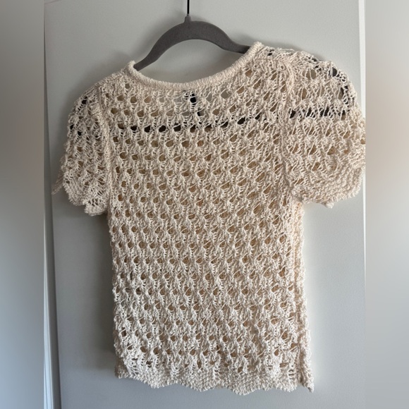 Divided Ivory Crochet Knit Top - Picture 3 of 13